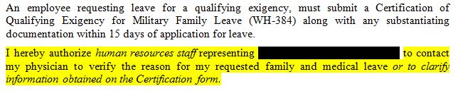 FMLA Form Excerpt